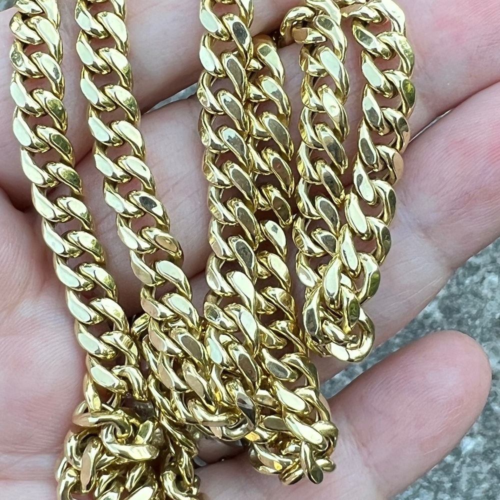 14K YELLOW GOLD CURB CUBAN LINK CHAIN NECKLACE UNISEX THICK HEAVY HALLMARKED